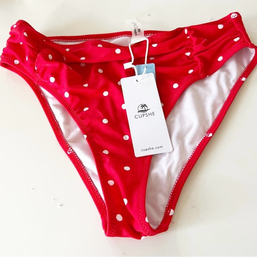 Cupshe New Red Polka Dot Bikini Bottoms NWT